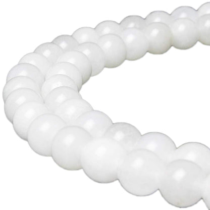 MJDCB Beads for Energy Bracelets Yoga Bracelet DIY Bracelet Natural Stone Beads White Jade 45 Pieces, 8mm