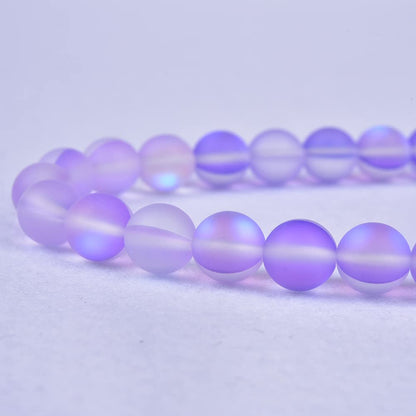 Asingeloo 60PCS 6mm Natural Violet Purple Mystic Aura Quartz Gemstone Frosted Matte Titanium Round Loose Spacer Beads 15 inch Full Strand Crystal Healing Power Quartz