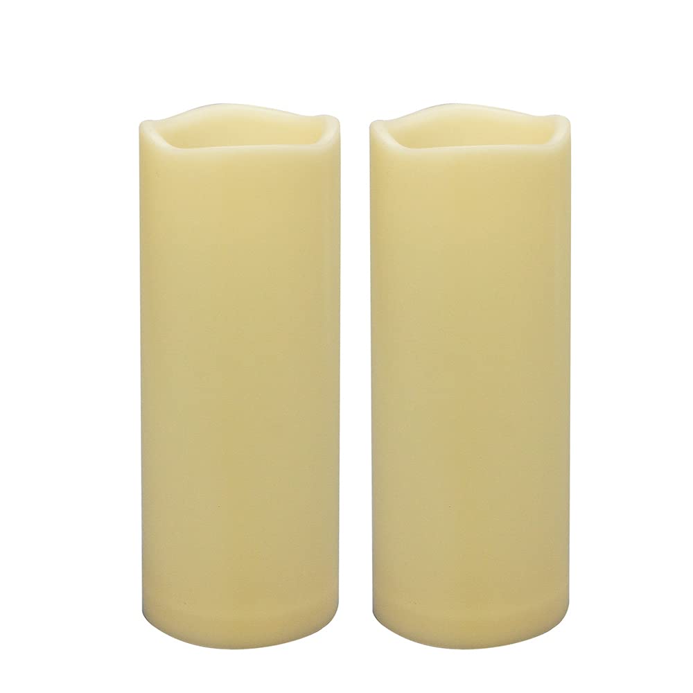 2 PCS 8" Waterproof LED Flameless Timer Candles, 1000 Hours Long Battery Life/Flickering Battery Operated Electric Outdoor LED Large Pillar Candle for Outside Lantern Festival Decor etc.