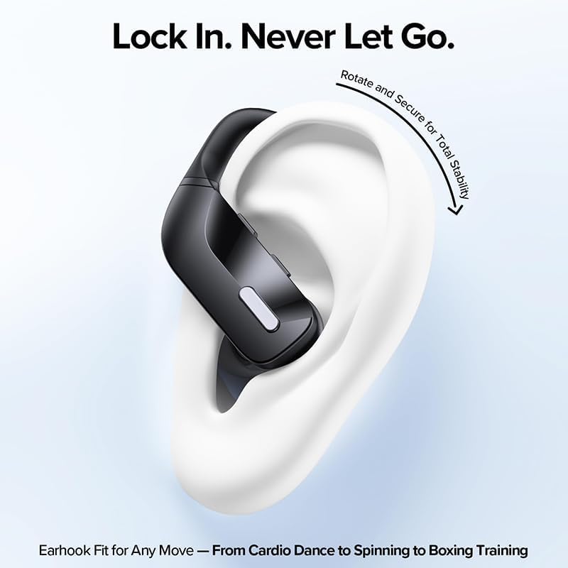 occiam Sport Wireless Earbuds Bluetooth Headphones 80hrs Playtime Deep Bass Ear Buds with Earhook Noise Cancelling Mic Waterproof Earphones for Workout Running Black