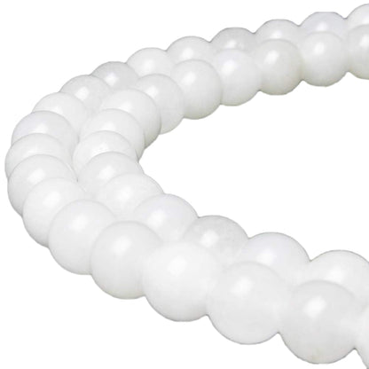 MJDCB Beads for Energy Bracelets Yoga Bracelet DIY Bracelet Natural Stone Beads White Jade 45 Pieces, 8mm