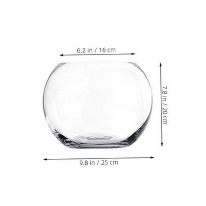 Ipetboom Transparent Hydroponic Glass Vase Rounded Desktop Plant Holder for Home Office Hotel Decor Smooth Rust Resistant Surface Fish Tank Terrarium Centerpiece