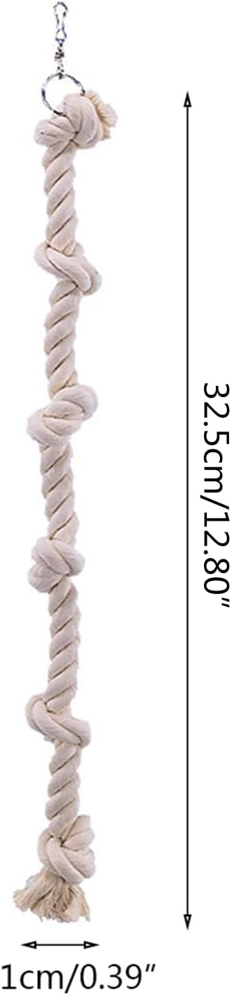 Bird Rope Toy with Knots Cotton Rope Cage Hanging Swing Parrot Bungee Toy for Chewing Climbing 15.74in in Length