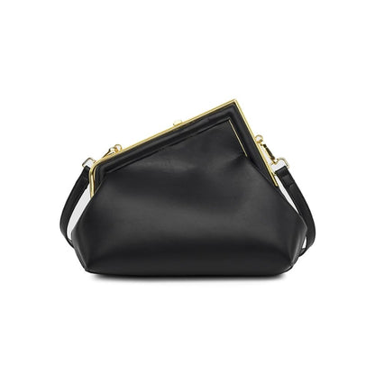 PU Leather Crossbody Bag for Women, Vintage Frame Clutch Purse with Kiss Lock Closure, Small Handbag Evening Bag (Black)