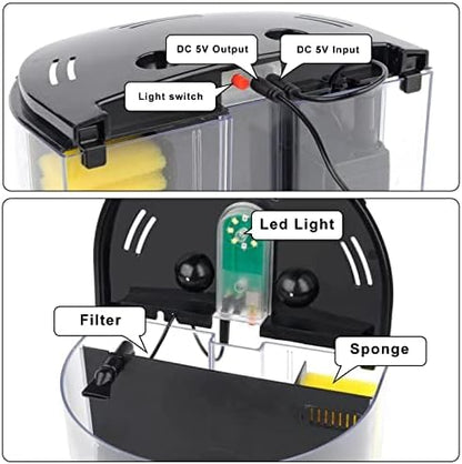 Small Fish Tank 1.2 Gallon Aquarium Starter Kit for Home, Office, Room, Decorative Desktop, Betta Fish Tank with Filter and Light for Shrimp, Jellyfish, Goldfish