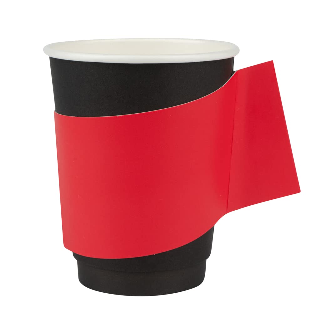 Restaurantware Coffee Cup Sleeves 50 Pack Fits 12, 16, 20 oz Coffee Cups with Handle Disposable Hot Drink Sleeves Secure Grip Heat-Resistant Jacket for Tea, and Beverages