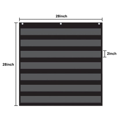 Godery Black Standard Pocket Chart for Classroom or Homeschool Teaching Supplies 7 Pocket Chart (Black)