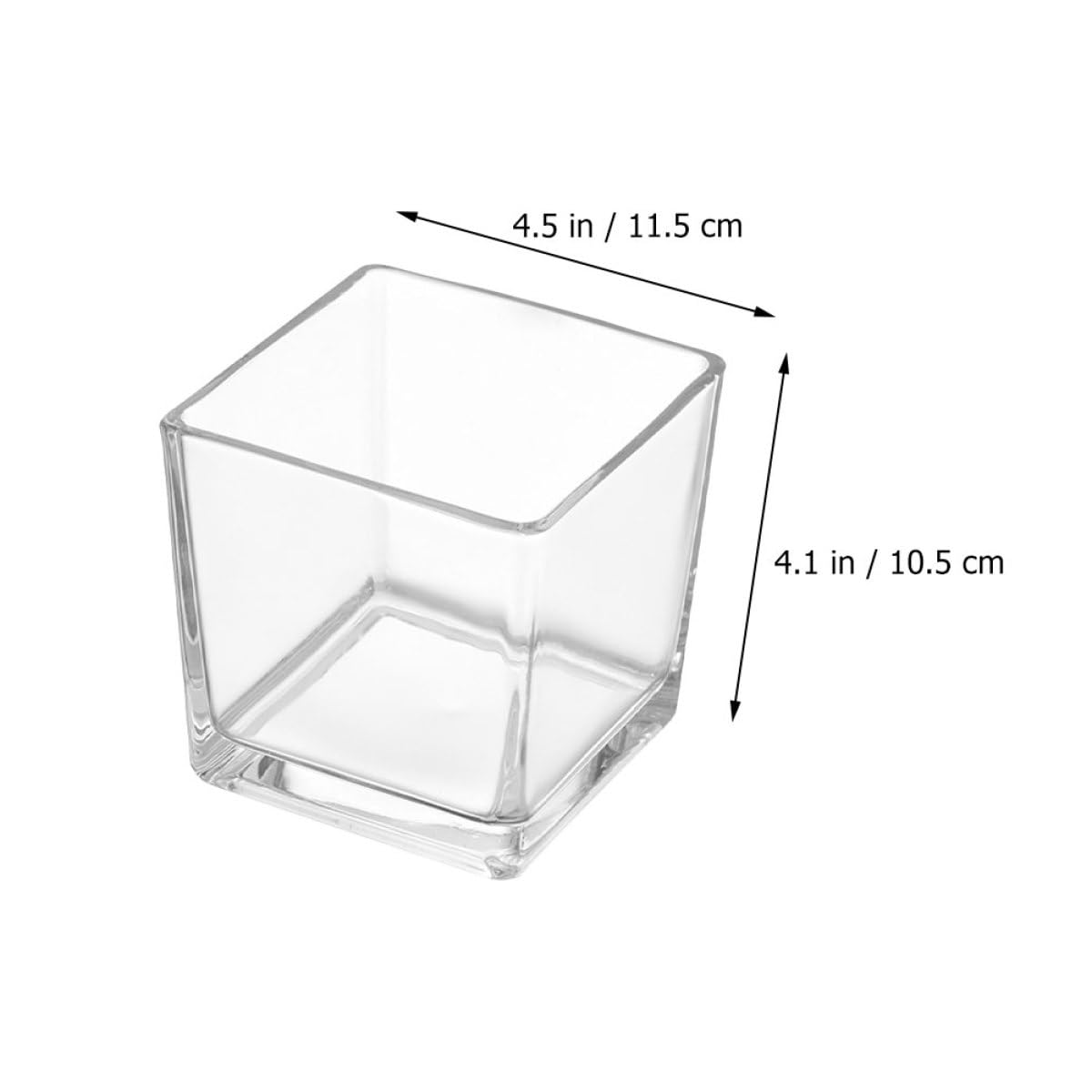 SECFOU 4.5 Inch Cube Glass Vase for Succulent Plants and Greenery, Small Terrarium Planter Pot for Hydroponic Use, Decorative Tabletop Flower Container for Home and Office