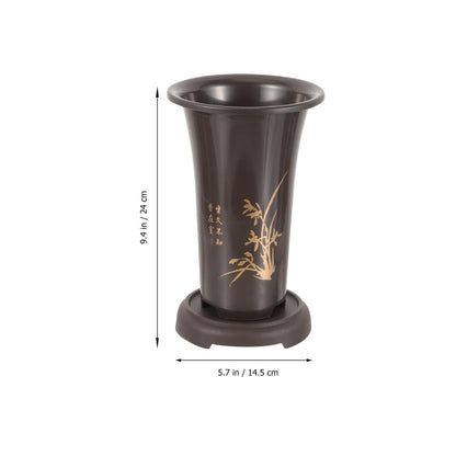 2-Pack Tall Orchid Pots with Drainage Trays, 9.4 Inch Plastic Breathable Planters for Cymbidium & Indoor Plants, Lightweight Chinese Style Bonsai Nursery Container