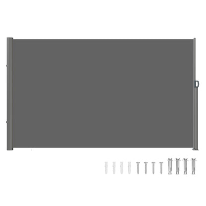 VEVOR Retractable Side Awning, UV 50 71''x118'' Full Aluminum Rust-Proof Outdoor Privacy Screen, 280 g Thicken Folding Room Divider Fence & Wind Screen for Backyard, Balcony, Roof Terraces, Grey