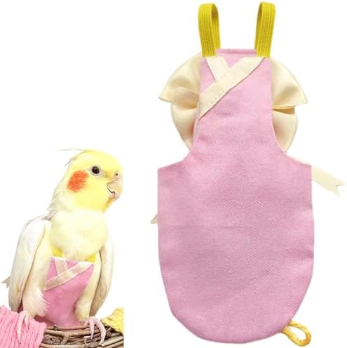 Bird Flight Suits Diapers, Parrot Flight Suits Diapers for Quaker Parakeets Cockatiels Conures Macaw African Grey, Bird Diaper, Parrot Clothes (Pink B,S)