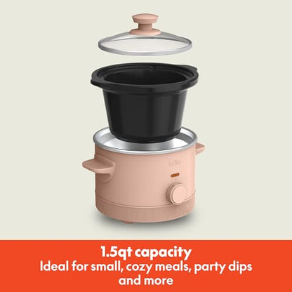 bella 1.5 Qt Slow Cooker with 3 Heat Manual Control, Ceramic Nonstick Coating, Dishwasher Safe Stoneware Pot and Tempered Glass Lid, Tangle Free Cord Wrap & Cool Touch Handles, Blossom