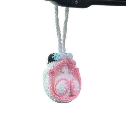 Crochet Spider Car Hanger Ornament, Cute Hero Rearview Mirror Decoration, Handmade Spider Amigurumi Plush, Car Charm Gift for Him or Her, Funny Car Accessory (Pink)