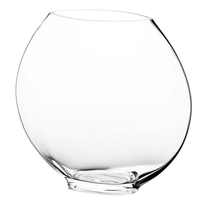 CYS EXCEL Glass Moon Vase Oval Bowl (H:11.75" L:14") | Multiple Size Choices Round Flower Vase Centerpiece | Plant Terrarium Bowl Vase