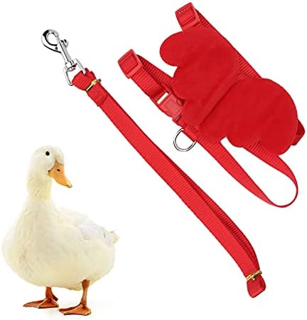Duck Harness, Adjustable Chicken Walking Harness Breathable Pet Vest for Duck Chicken Hen Training Walking Basic Leashes[Red M]
