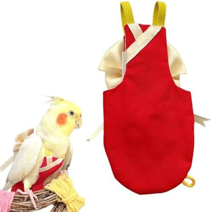 Bird Flight Suits Diapers, Parrot Flight Suits Diapers for Quaker Parakeets Cockatiels Conures Macaw African Grey, Bird Diaper, Parrot Clothes (Red B,2M)