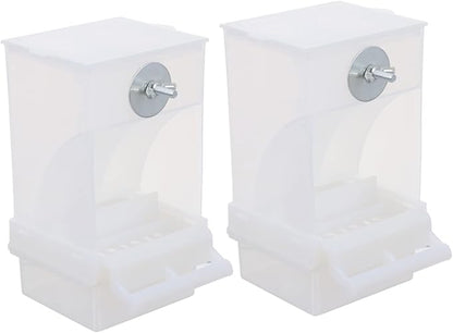 SUPVOX 2Pcs Automatic Bird Feeder Splash Parrot Food Box with Lid Easy Clean Feeding Container for Small Birds No Mess Seed Tray