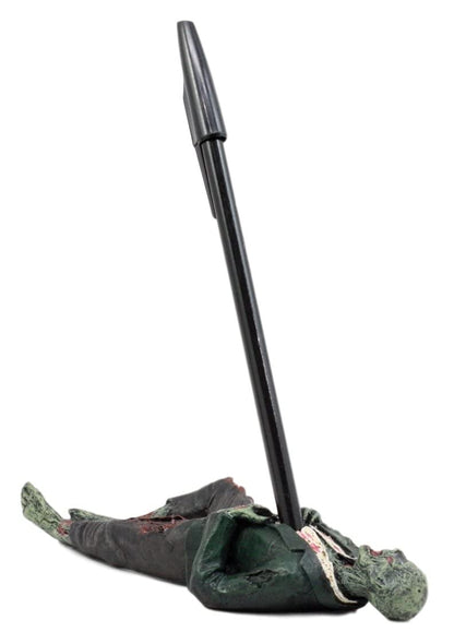 Ebros Gift Walking Dead Walker Hunter Impaled Zombie Pen Holder - 6.75"L Office Desktop Pencil Holder