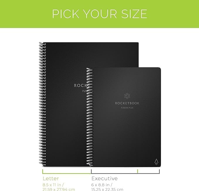 Rocketbook Smart Reusable Notebook, Fusion Plus Letter Size Spiral Notebook & Planner, Neptune Teal, (8.5" x 11")