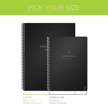 Rocketbook Smart Reusable Notebook, Fusion Plus Letter Size Spiral Notebook & Planner, Neptune Teal, (8.5" x 11")