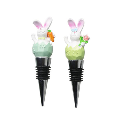 Rabbit Bottle Stopper Carrot Flower Cute Bunny Wine Bottle Stoppers Bottle Stopper Spring Summer Easter Party Decoration Supplies 2PCS