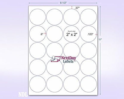 NextDayLabels - 8-1/2 x 11 Neon Color High Light Fluorescent Labels for Laser & Inkjet Printer (Green Fluorescent, 2" Round - 20 Per Page | 500 Labels)