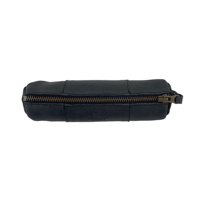 Hide & Drink, Rustic Cylinder Case for Keys, Office Supplies, Change, Personal Items, Cables & Dongles, Classic Bag, Full Grain Leather, Handmade, Charcoal Black