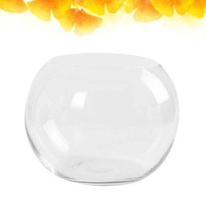 Luxshiny 2Pcs Clear Glass Vase Container 4 Inch Round Hydroponic Plant Holder Decorative Desktop Flower Pot for Home Office Hotel