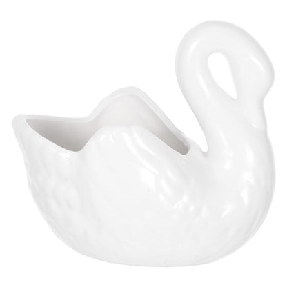 BESTonZON 1Pc Creative Swan Shaped Flower Pot Household Plant Container with Drain for Succulents Cacti for Home Office Garden Decor for Plant