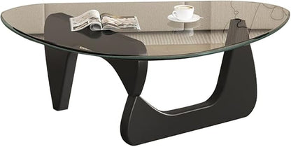 Modern Glass Coffee Table for Living Room, Mid Century Coffee Table, Small Coffee Tables, Suitable for Bedroom Living Room Reception Office Tables (Black/Transparent, Medium)