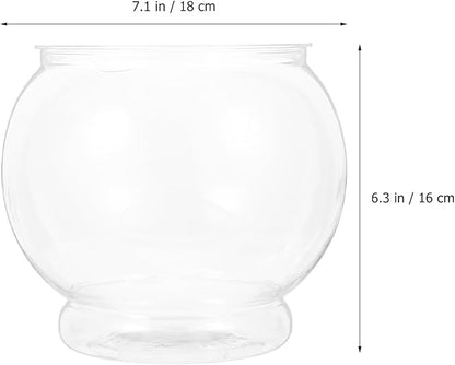 POPETPOP 7 Inch Plastic Fish Bowl: Shatterproof Clear Round Aquarium, Desktop Terrarium Centerpiece Vase for Wedding Party, Candy, Home Decor