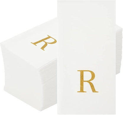 Luxenap 15.8 X 7.9 Inch Linen-Feel Guest Towels, 50 Lettered Hand Towels