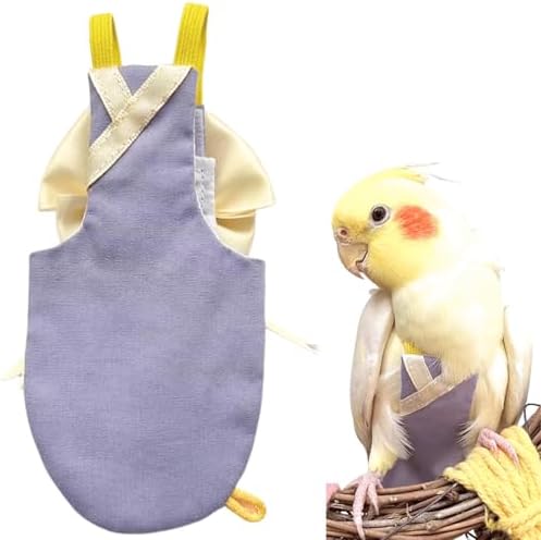 Bird Flight Suits Diapers, Parrot Flight Suits Diapers for Quaker Parakeets Cockatiels Conures Macaw African Grey, Bird Diaper, Parrot Clothes (Purple B,M)