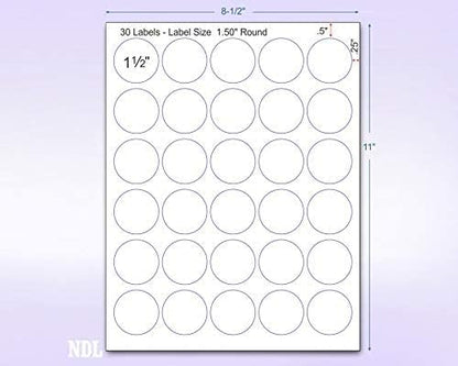 Pack of 100 Sheets, 8-1/2 x 11" Fluorescent Labels for Laser & Inkjet Printer (Green Fluorescent, 1.5" Round 30 per Page, 3000 Labels)
