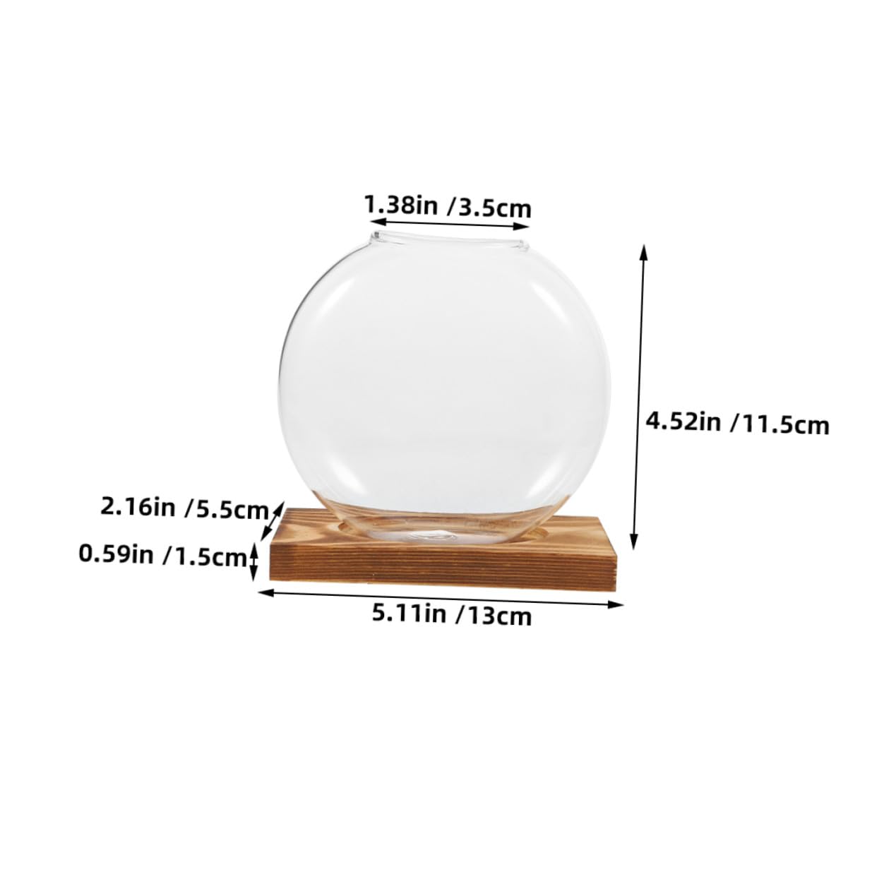Wakauto 2pcs Hydroponic Glass Propagation Vases with Wooden Base, Plant Terrarium Containers for Indoor Water Plants, Desktop Flower Vase Set for Home and Office Décor