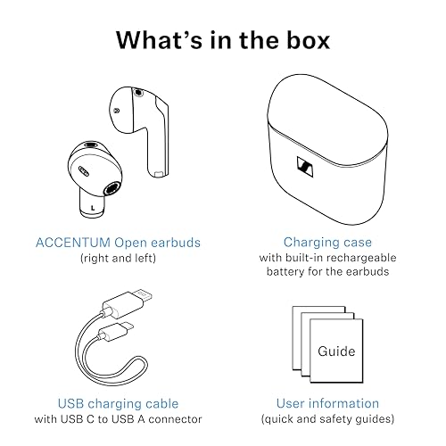 Sennheiser ACCENTUM Open Wireless Earbuds - Open Ear Buds Design, Dynamic Sound & Bluetooth 5.3, IPX4 Splash Protection, 28 Hours Battery Life, USB-C Charging Case, Music, Phone Calls, Travel, Black