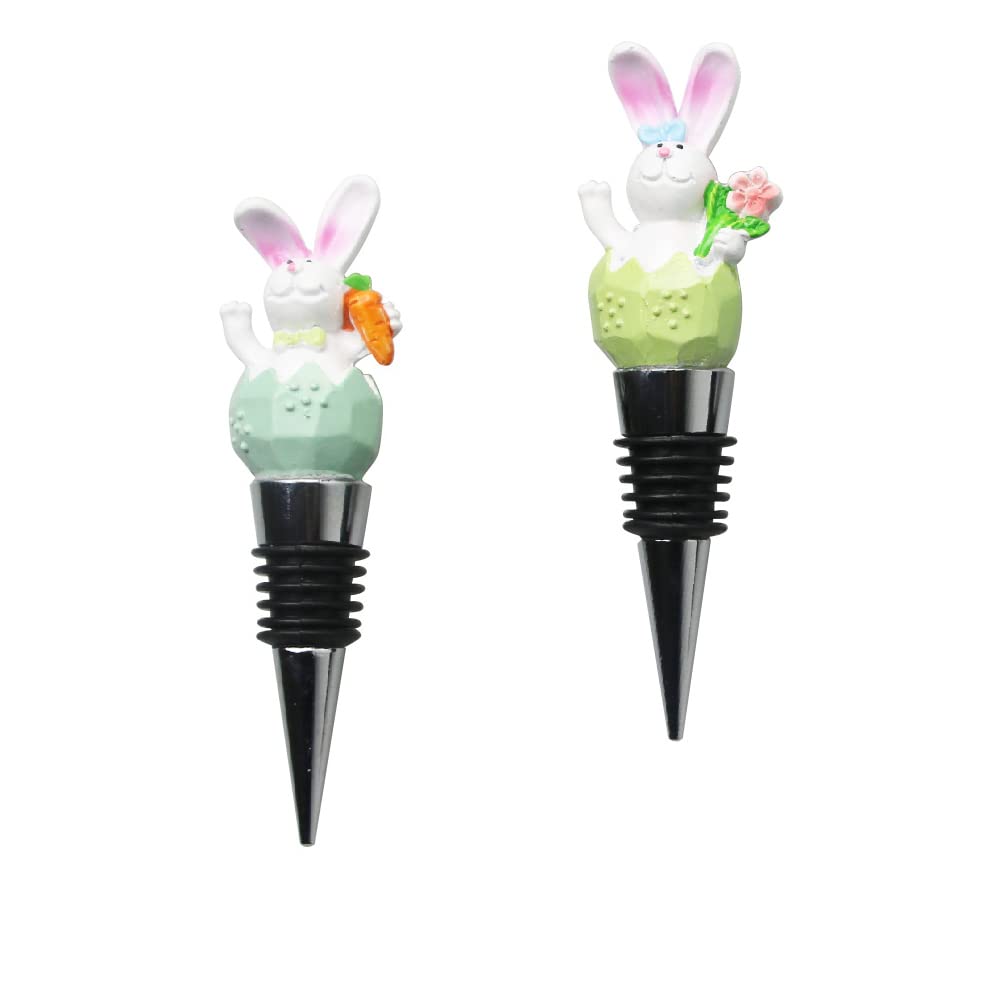 Rabbit Bottle Stopper Carrot Flower Cute Bunny Wine Bottle Stoppers Bottle Stopper Spring Summer Easter Party Decoration Supplies 2PCS