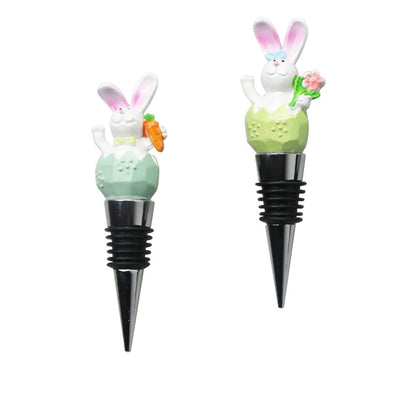 Rabbit Bottle Stopper Carrot Flower Cute Bunny Wine Bottle Stoppers Bottle Stopper Spring Summer Easter Party Decoration Supplies 2PCS
