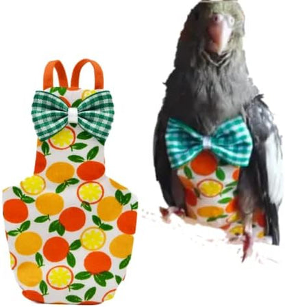Bird Flight Suits Diapers for Monk Parakeets, Conures, Lovebirds, Cockatiels Flight Suits, Parrot Clothes, Bird Training Nappy Suit Liners Clothes (Small,Orange)