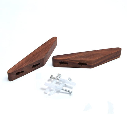 LONANGG Pack 6 Wood Wall Hooks, Black Walnut Coat Minimalist Design Heavy Duty Robe Hook Wall Mounted Rustic Wooden Hooks Clothes Hanger Hat Rack for Hanging Bathroom Towels.