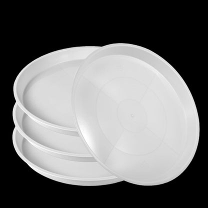 Kichwit 13.5 Inch Plant Saucer (12 Inch Base), 4 Pack Round Plastic Plant Trays for Indoor & Outdoor, White