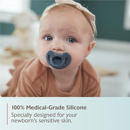 NUK 100% Silicone Comfy Orthodontic Pacifiers, 0-6 Months, Blue Fashion, Timeless Collection, 5 Count