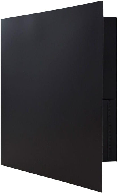 JAM PAPER Plastic 2 Pocket POP Folders - Durable School Folders - Black - Bulk 144/Box