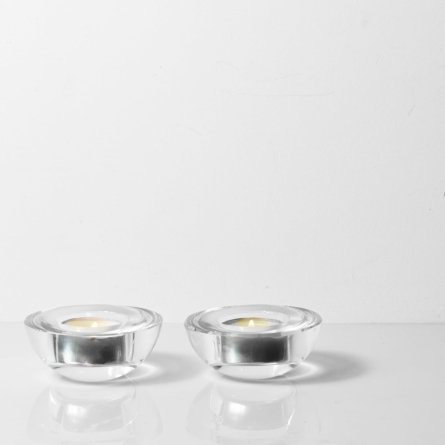 Kitcom Crystal Tealight Candle Holders for Tabletop Home Decor W2.8'' X H1.2'', Comes with Gifed Box(Pack of 2)