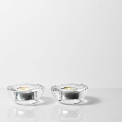 Kitcom Crystal Tealight Candle Holders for Tabletop Home Decor W2.8'' X H1.2'', Comes with Gifed Box(Pack of 2)