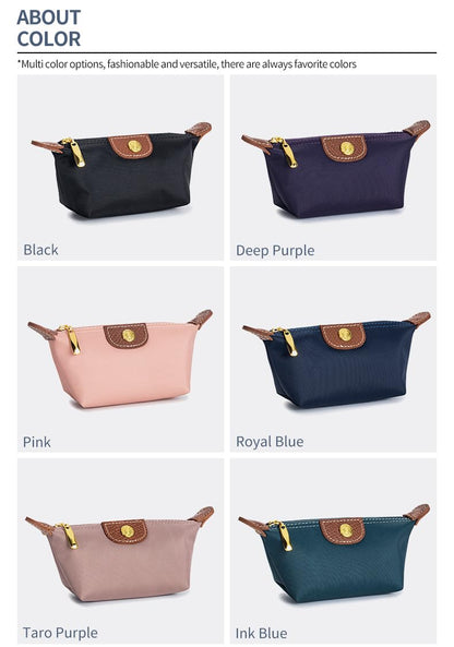 Womens Unique Change Purse Vintage Nylon Zip Coin Wallet Mini Bag (Apricot)