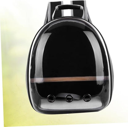 YARNOW Portable Parrot Backpack Breathable Outdoor Carry Bag with Wooden Bar for Travel and Adventure Durable Black Design for Birds