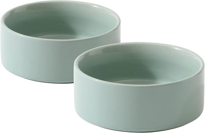 Havniva Cat Bowls Water Bowl Set of Two, 6.1” Ceramic Cat Food and Water Bowl Whisker Friendly Pet Food Bowls for Indoor Cats, Wide Cat Water Dish Prevent Whisker Fatigue Non Slip Cat Feeder