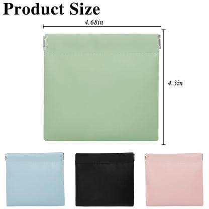 Ruetail Leather Pocket Cosmetic Bag for Purse,4Pcs Waterproof Portable No Zipper Self-closing Cosmetic Bags for Coin Purse Lipstick Cosmetic Accessories Organizer, Travel Kit Storage