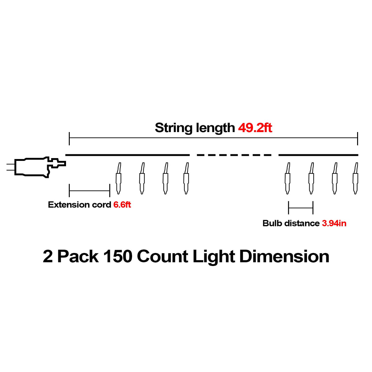 ILLUMINEW Orange Halloween Lights, 2 Pack 98ft 150 Count String Lights, Plug-in Waterproof Fall Lights for Spooky Halloween Yard Party Decor (Orange, 150 Count - 2 Pack)